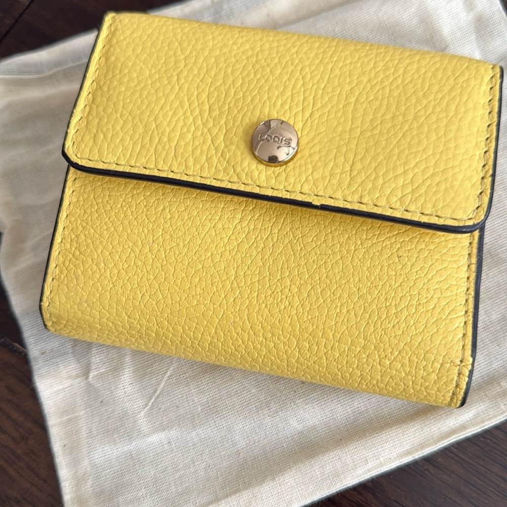 Lodis | Yellow Leather Wallet | Classic French Kate Trifold with dust bag